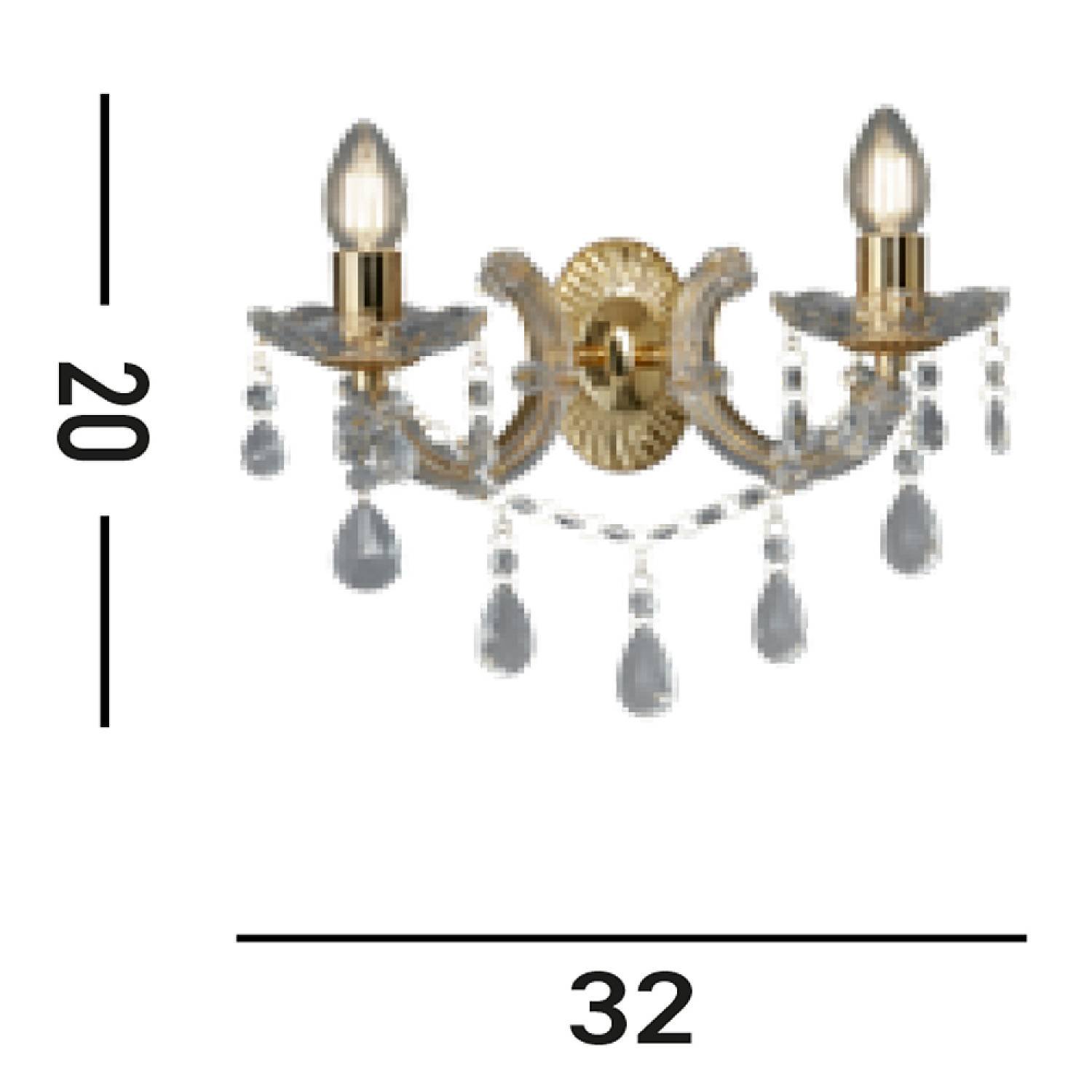 Applique Classica Marie Therese Acciaio Oro Acrilico Trasparente 2 Luci E14 Applique Classica Marie Therese Acciaio Oro Acrilico Trasparente 2 Luci E14