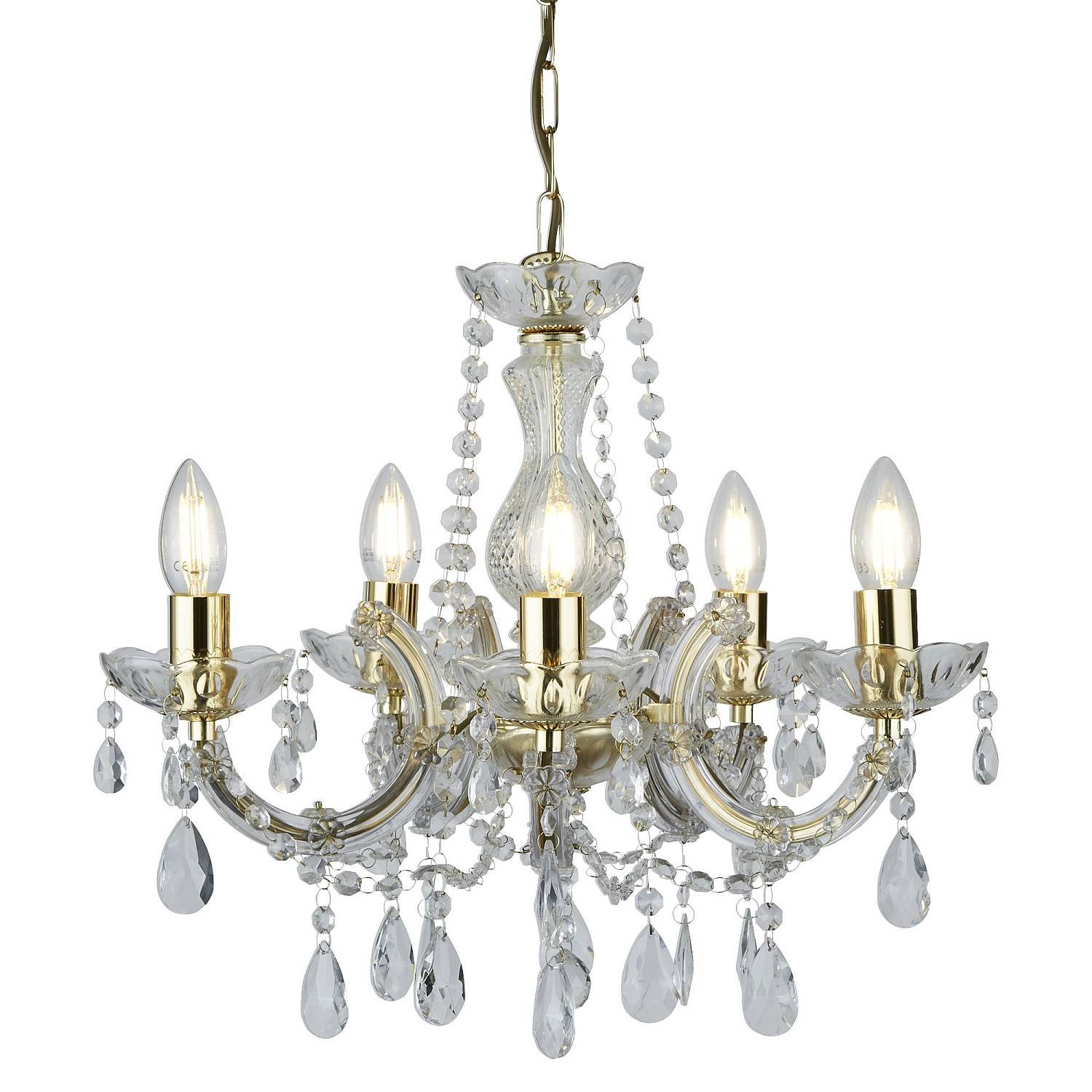Lampadario Classico Marie Therese Acciaio Adjustable Cristallo 5 Luci E14 699-5