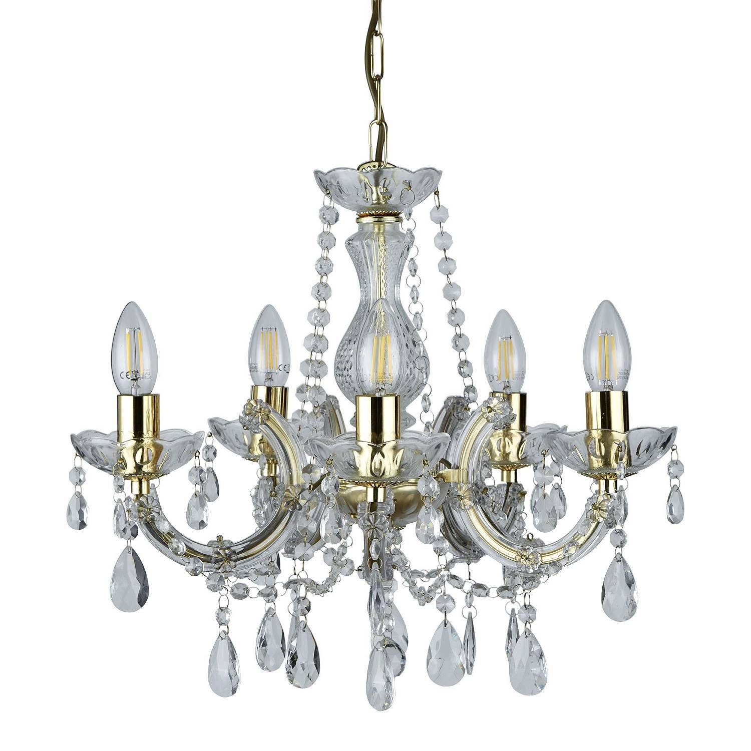 Lampadario Classico Marie Therese Acciaio Adjustable Cristallo 5 Luci E14 699-5