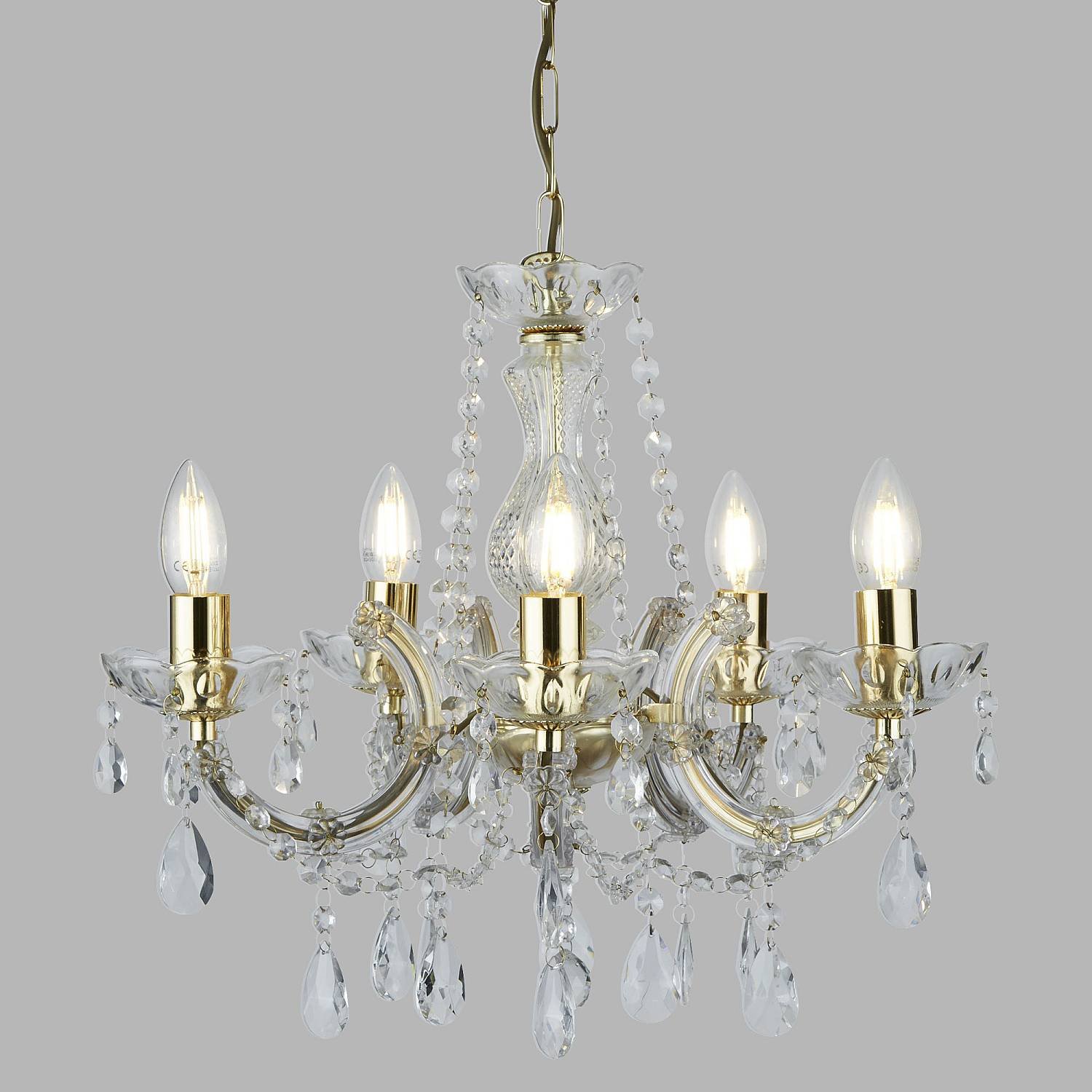 Lampadario Classico Marie Therese Acciaio Adjustable Cristallo 5 Luci E14 699-5