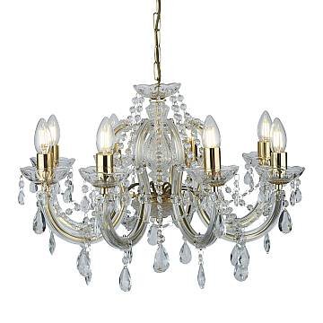 Lampadario Classico Marie Therese Acciaio Oro Acrilico Trasparente 8 Luci E14 Lampadario Classico Marie Therese Acciaio Oro Acrilico Trasparente 8 Luci E14
