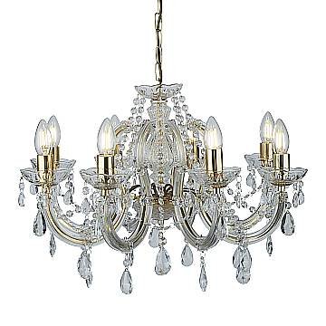 Lampadario Classico Marie Therese Acciaio Oro Acrilico Trasparente 8 Luci E14