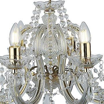 Lampadario Classico Marie Therese Acciaio Oro Acrilico Trasparente 8 Luci E14