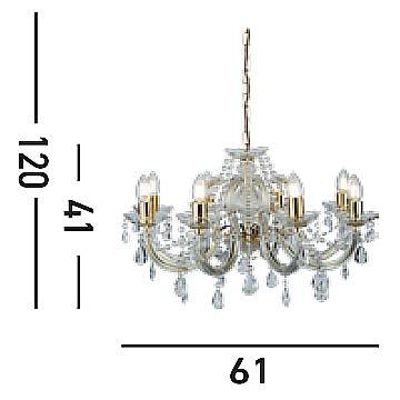Lampadario Classico Marie Therese Acciaio Oro Acrilico Trasparente 8 Luci E14