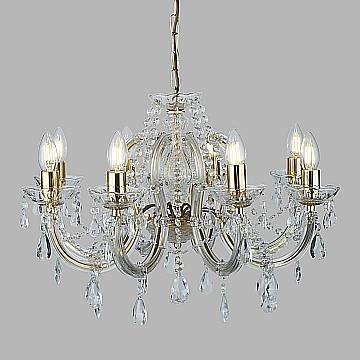 Lampadario Classico Marie Therese Acciaio Oro Acrilico Trasparente 8 Luci E14