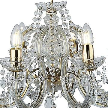 Lampadario Classico Marie Therese Acciaio Oro Acrilico Trasparente 8 Luci E14
