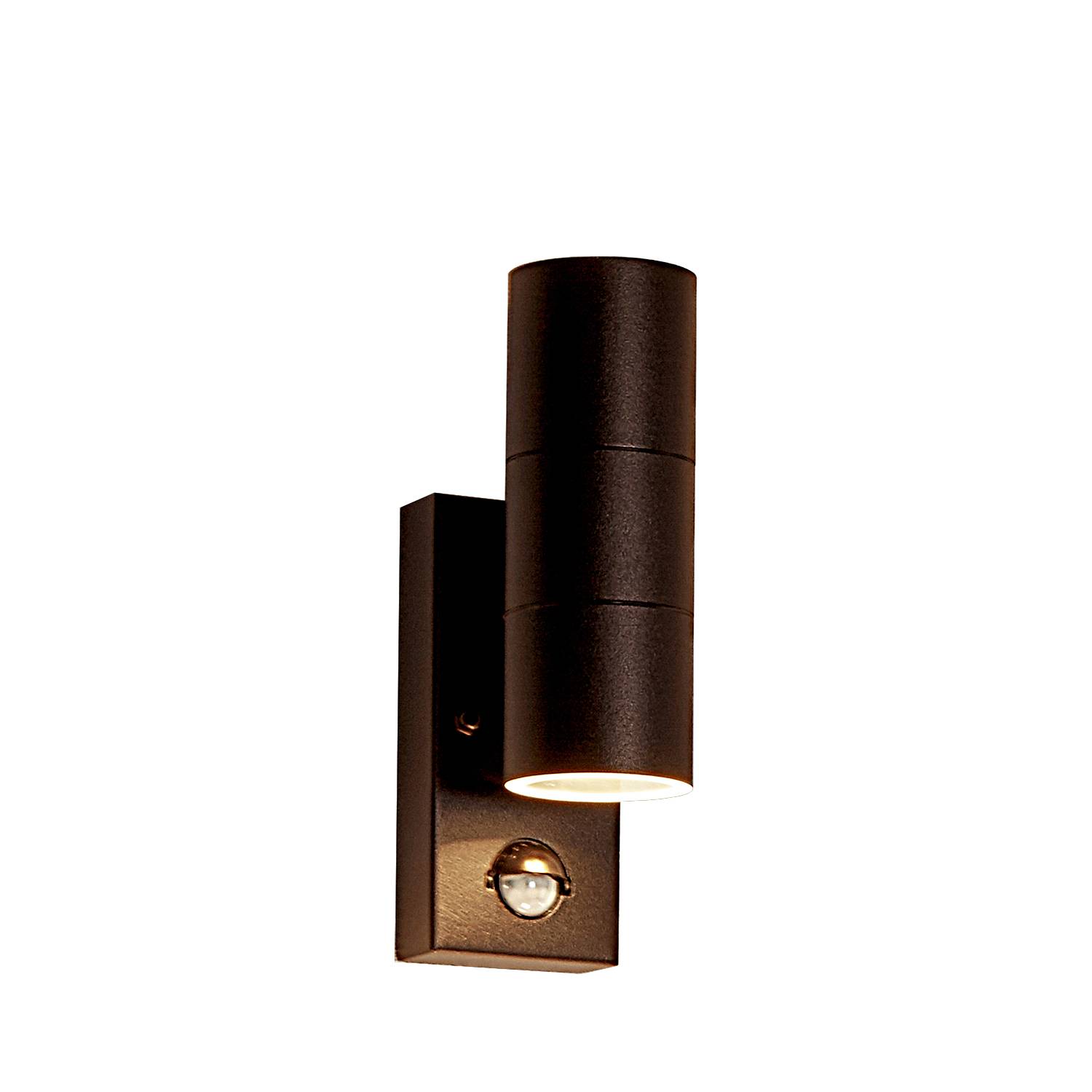 Applique Moderna Metro Acciaio Marrone Vetro 2 Luci Gu10 Con Sesnore 7008-2RUS-LED