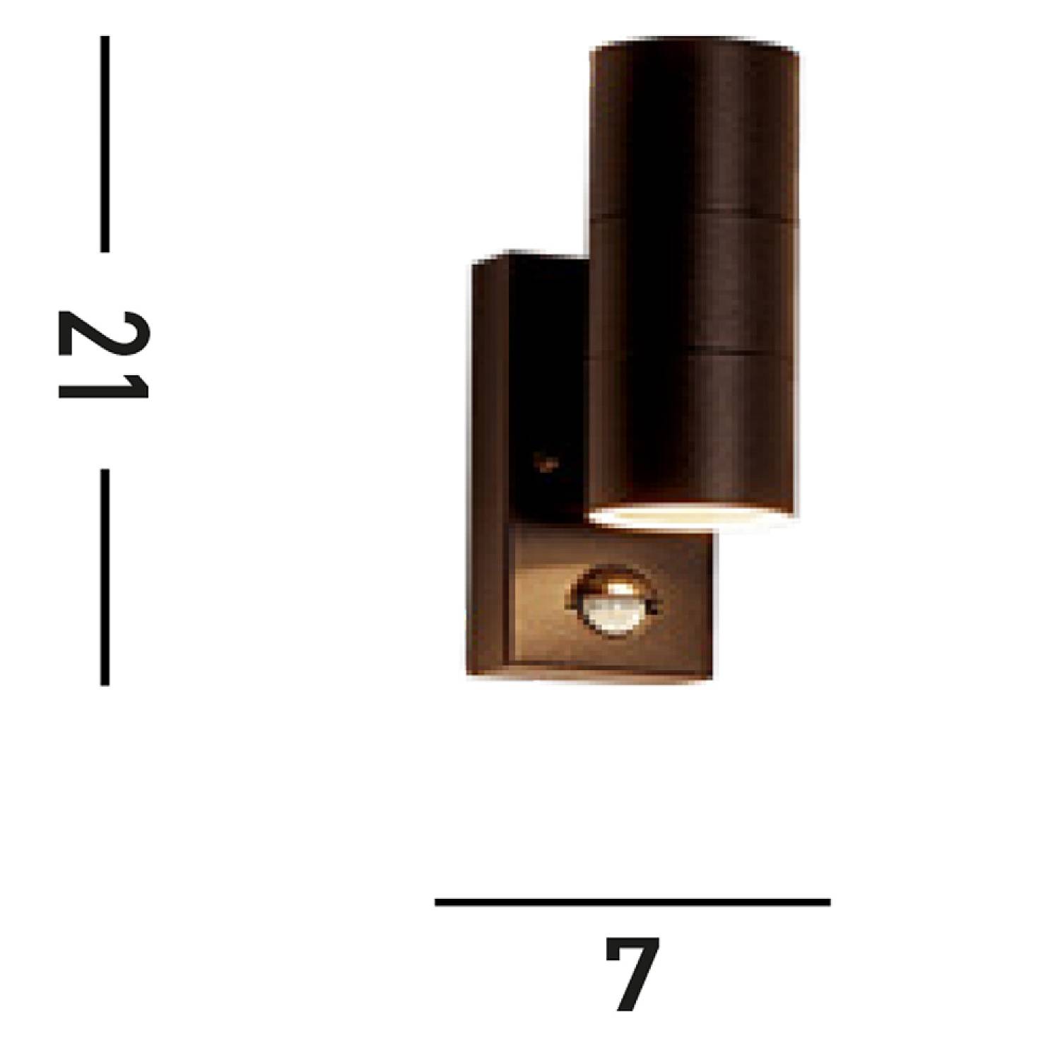 Applique Moderna Metro Acciaio Marrone Vetro 2 Luci Gu10 Con Sesnore 7008-2RUS-LED