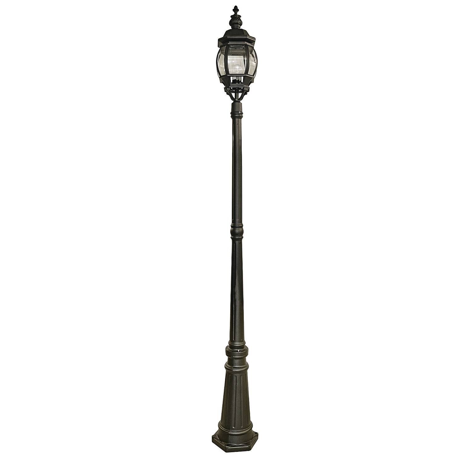 Lampione Da Esterno Rustico-Country Bel Aire Alluminio Nero Vetro 1 Luce E27 7174
