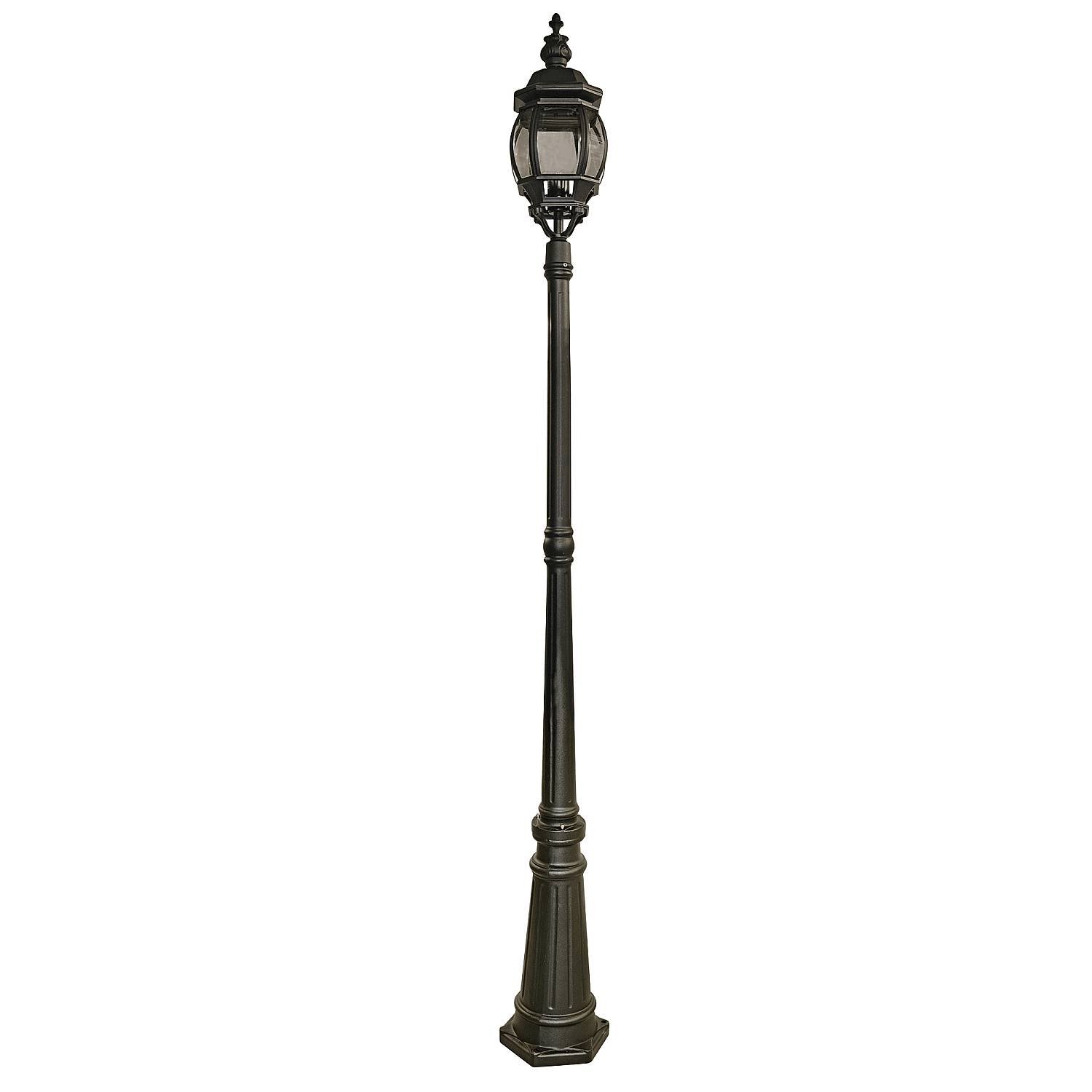 Lampione Da Esterno Rustico-Country Bel Aire Alluminio Nero Vetro 1 Luce E27 7174