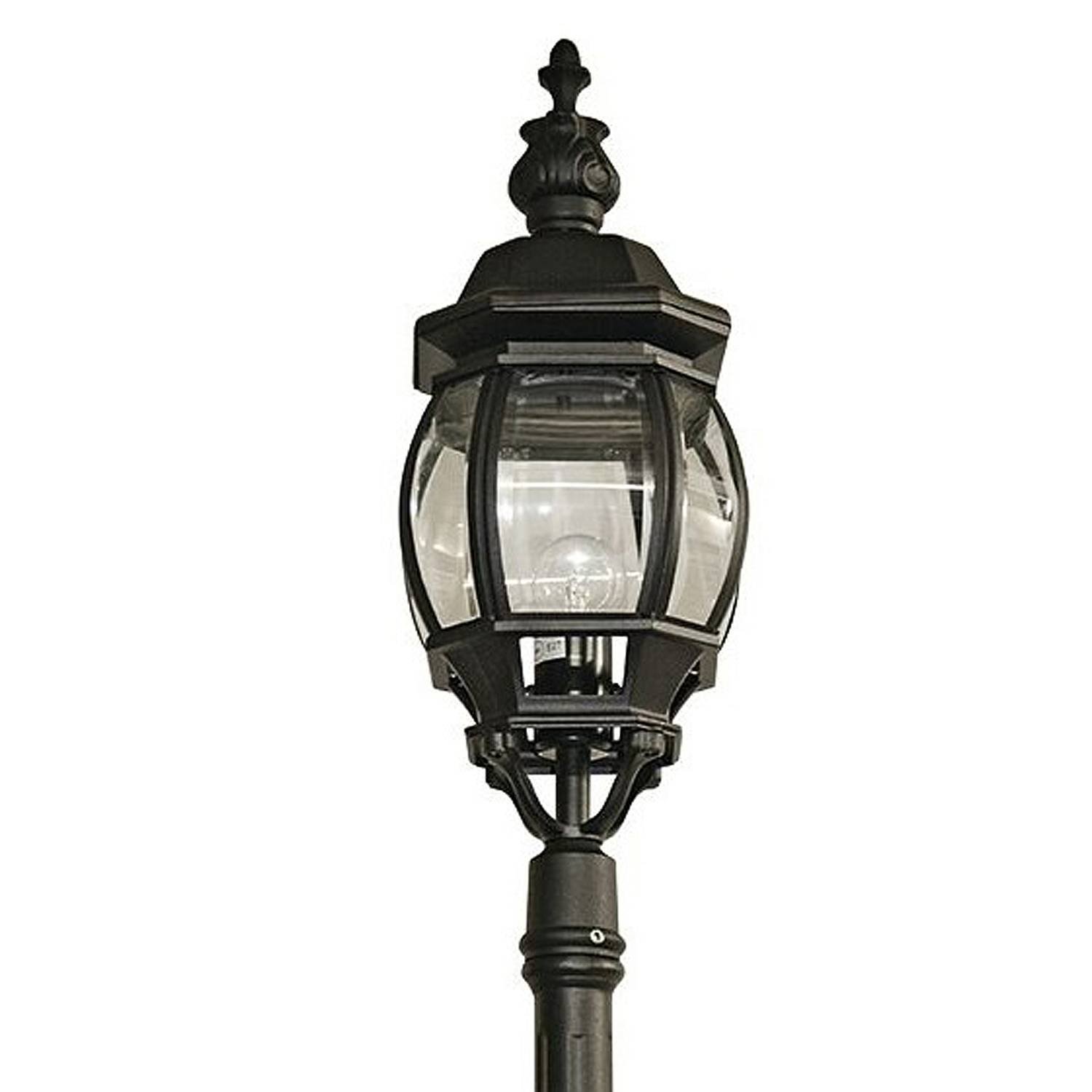 Lampione Da Esterno Rustico-Country Bel Aire Alluminio Nero Vetro 1 Luce E27 7174