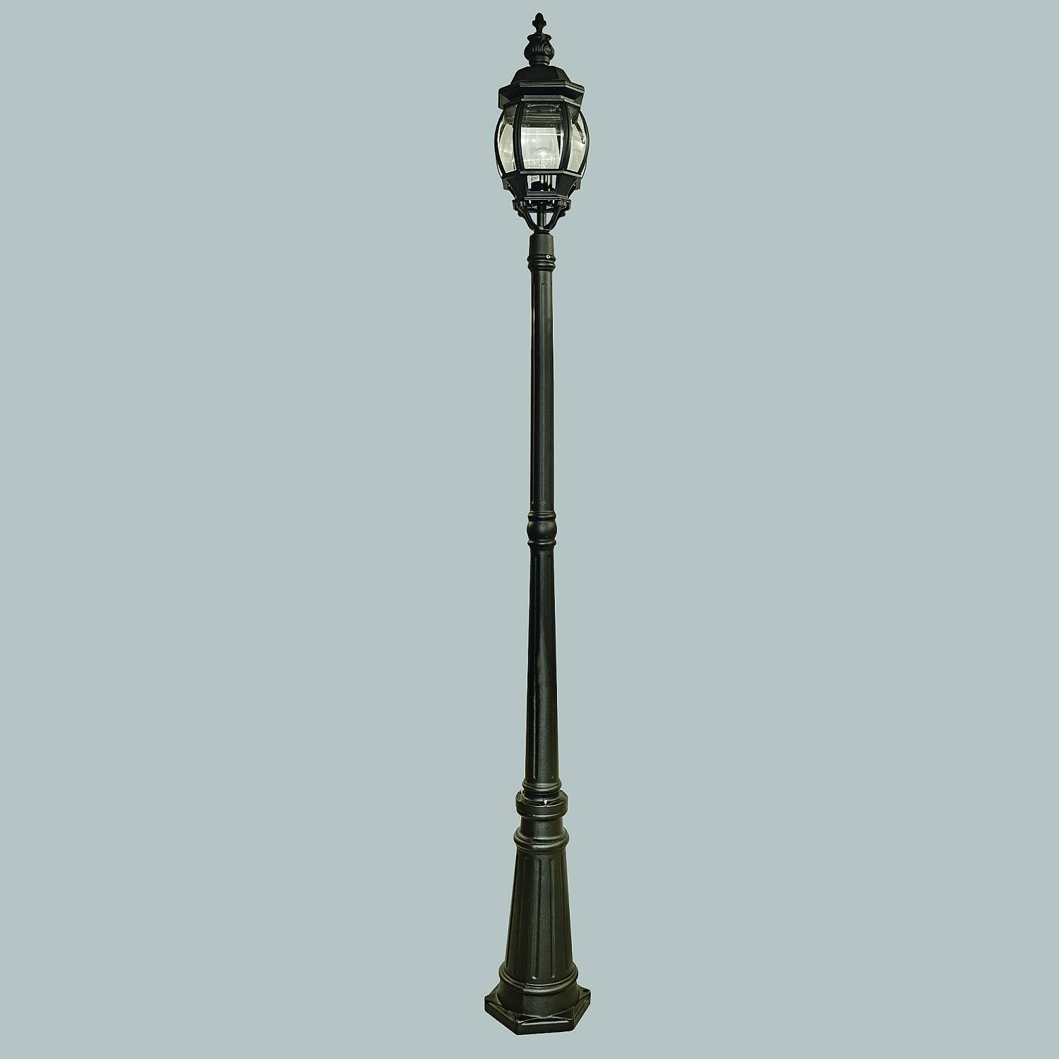 Lampione Da Esterno Rustico-Country Bel Aire Alluminio Nero Vetro 1 Luce E27 7174