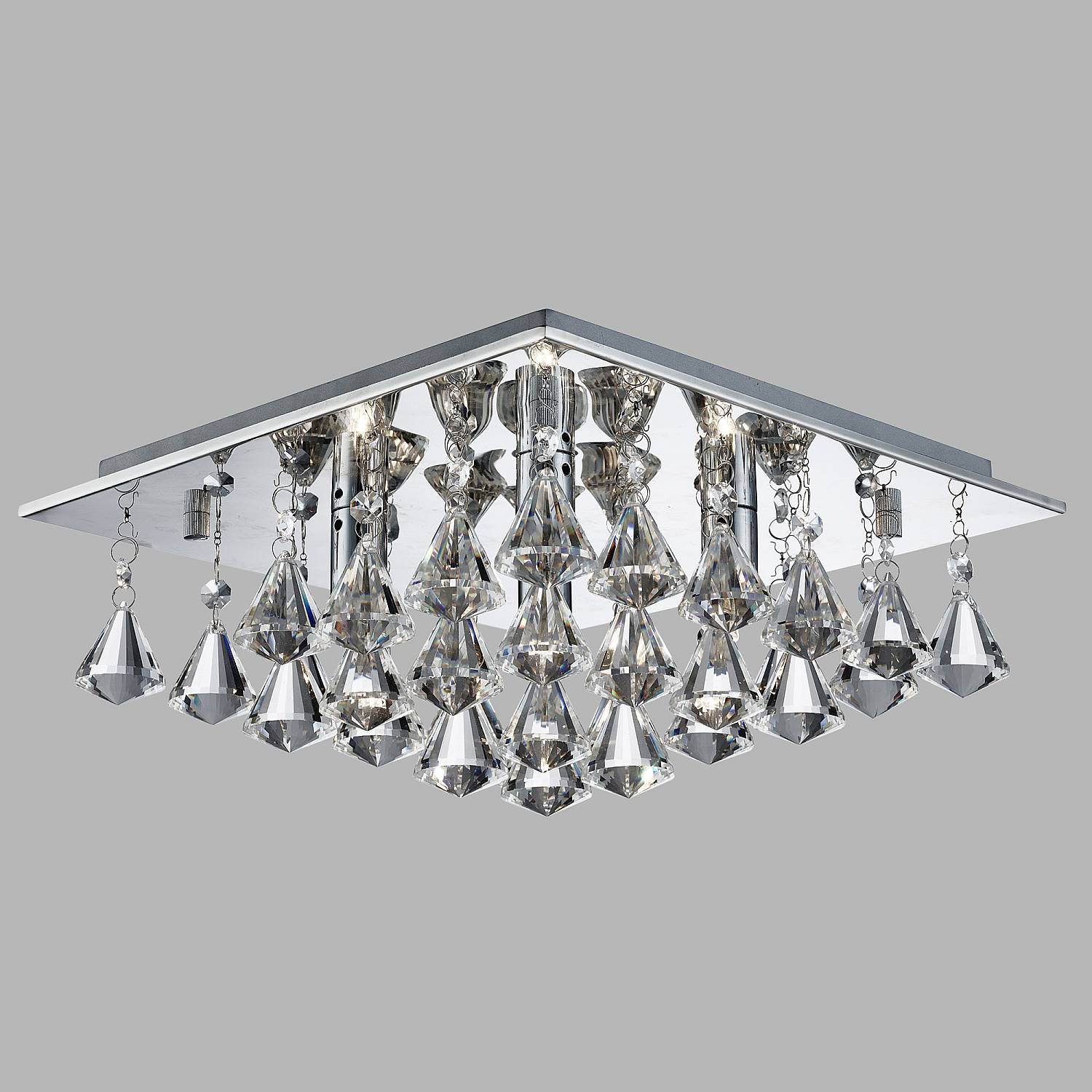 Plafoniera Contemporanea Hanna Alluminio Cromo Vetro Trasparente 4 Luci G9 7304-4CC