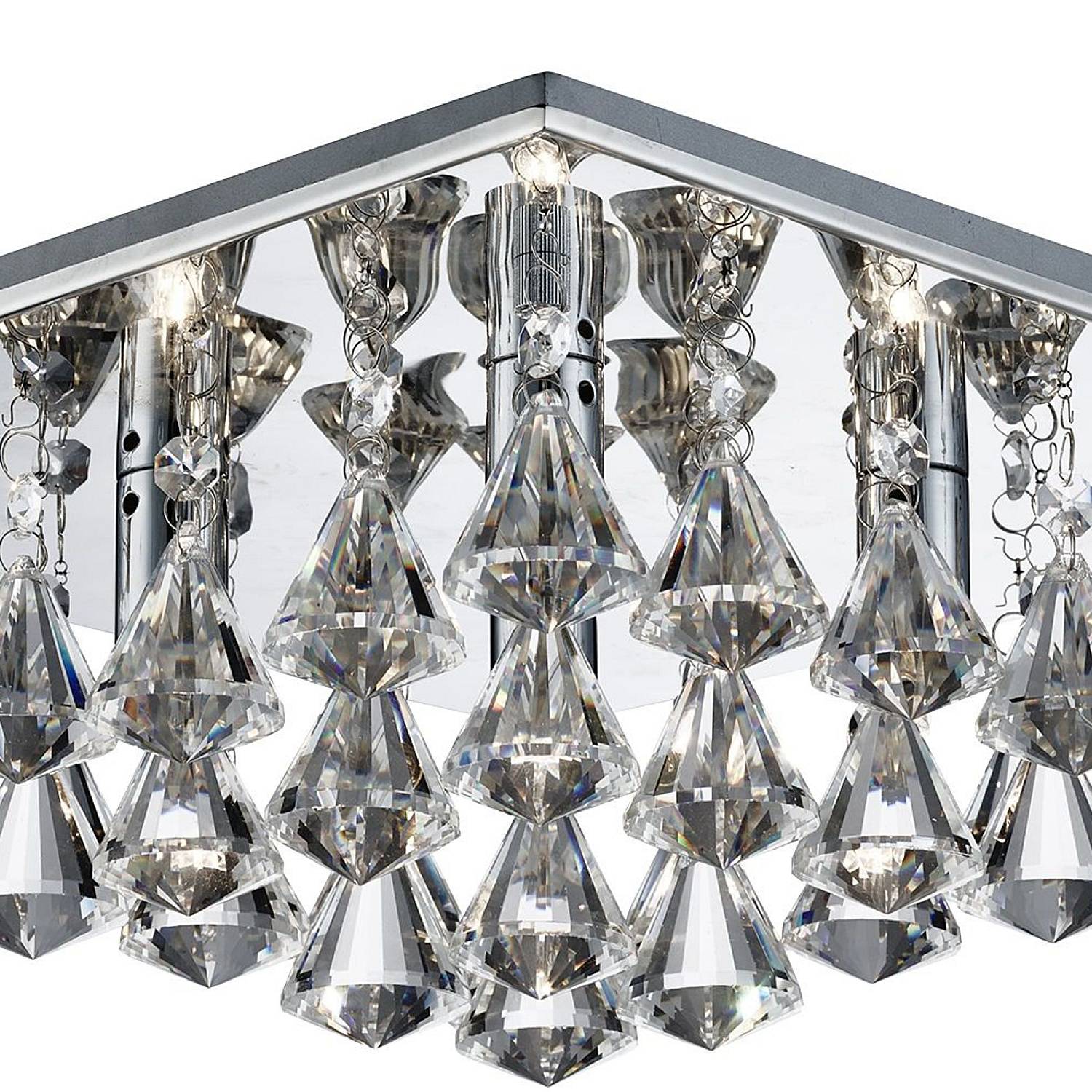 Plafoniera Contemporanea Hanna Alluminio Cromo Vetro Trasparente 4 Luci G9 7304-4CC