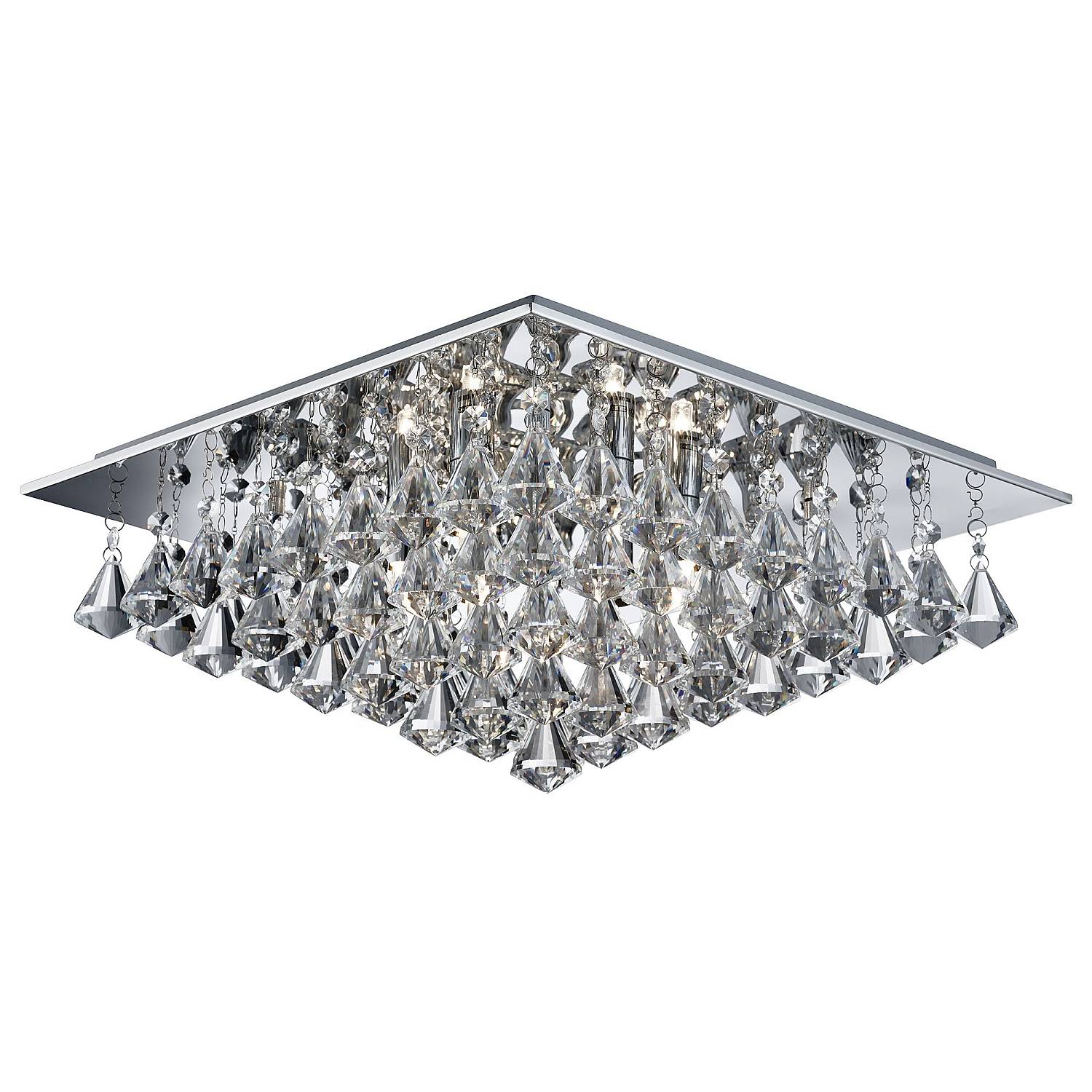 Plafoniera Contemporanea Hanna Alluminio Cromo Vetro Trasparente 6 Luci G9 7306-6CC