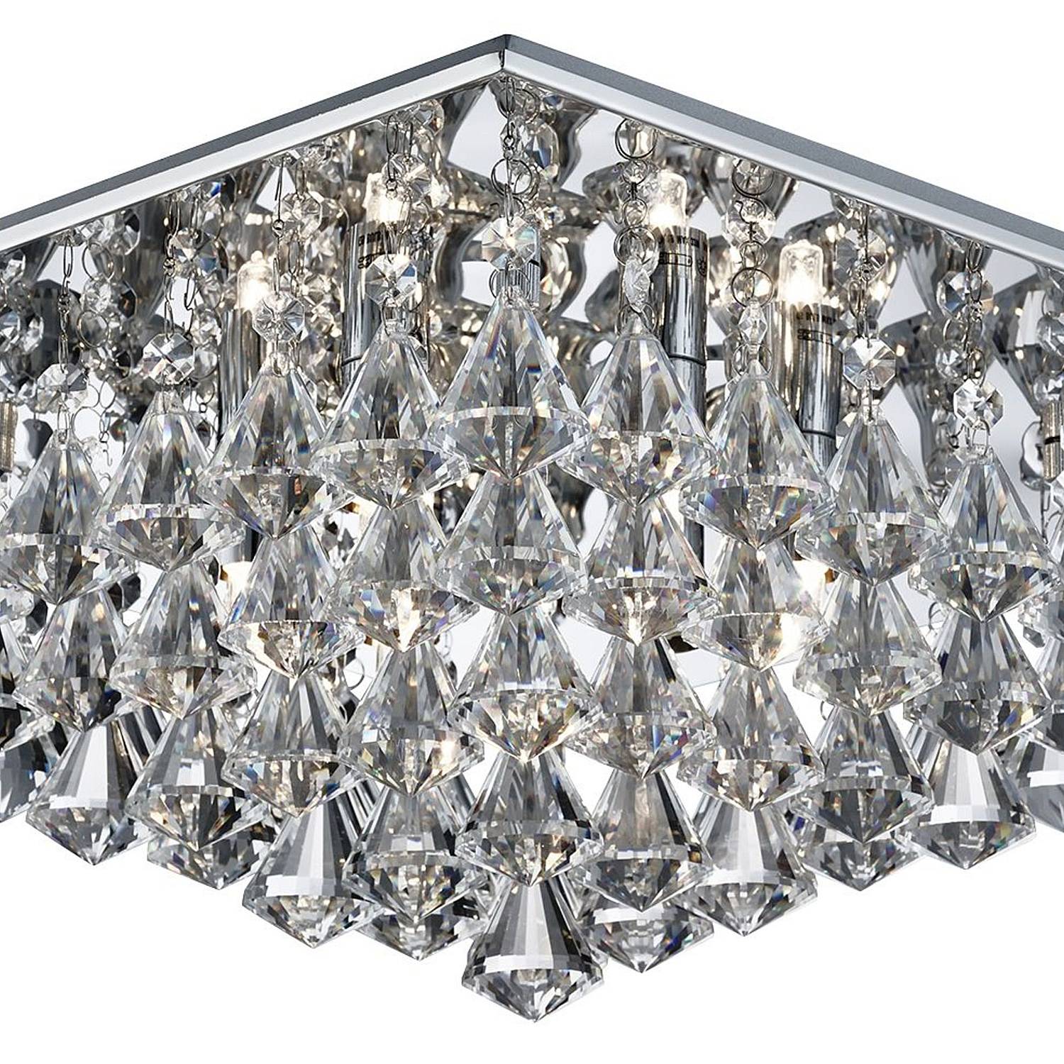 Plafoniera Contemporanea Hanna Alluminio Cromo Vetro Trasparente 6 Luci G9 7306-6CC