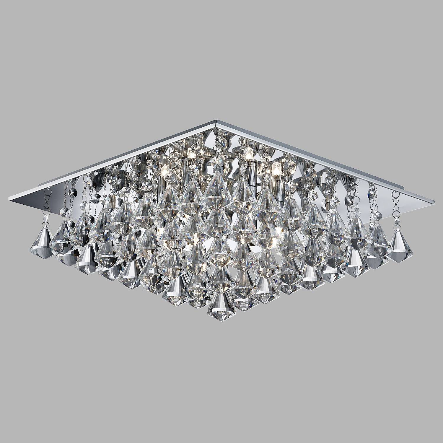 Plafoniera Contemporanea Hanna Alluminio Cromo Vetro Trasparente 6 Luci G9 7306-6CC