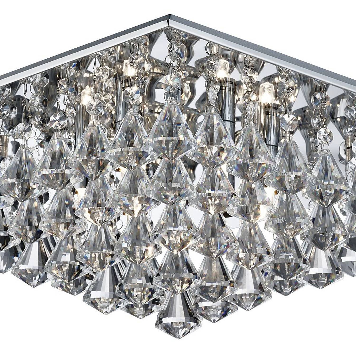 Plafoniera Contemporanea Hanna Alluminio Cromo Vetro Trasparente 6 Luci G9 7306-6CC