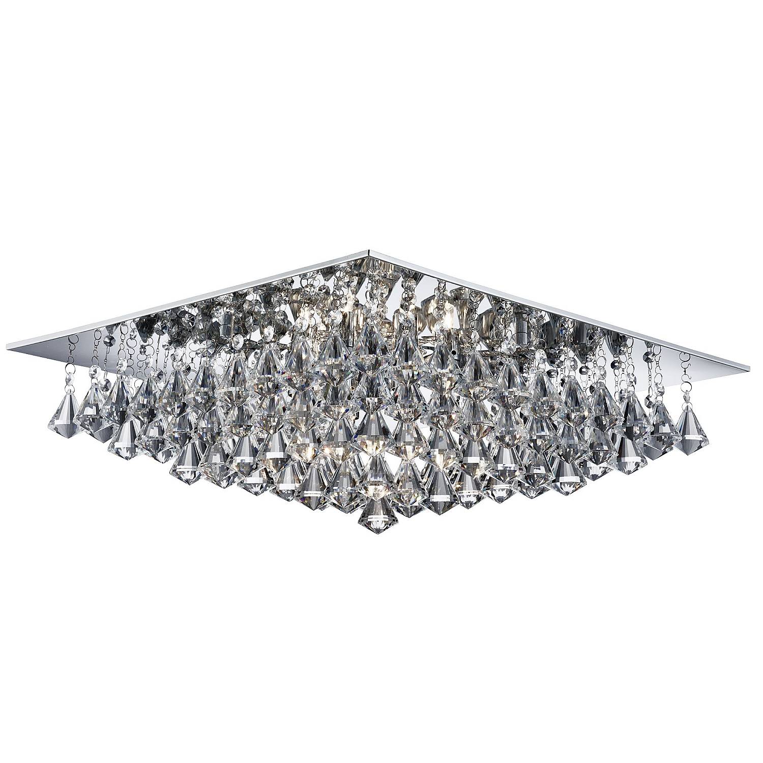 Plafoniera Contemporanea Hanna Alluminio Cromo Vetro Trasparente 8 Luci G9 7308-8CC