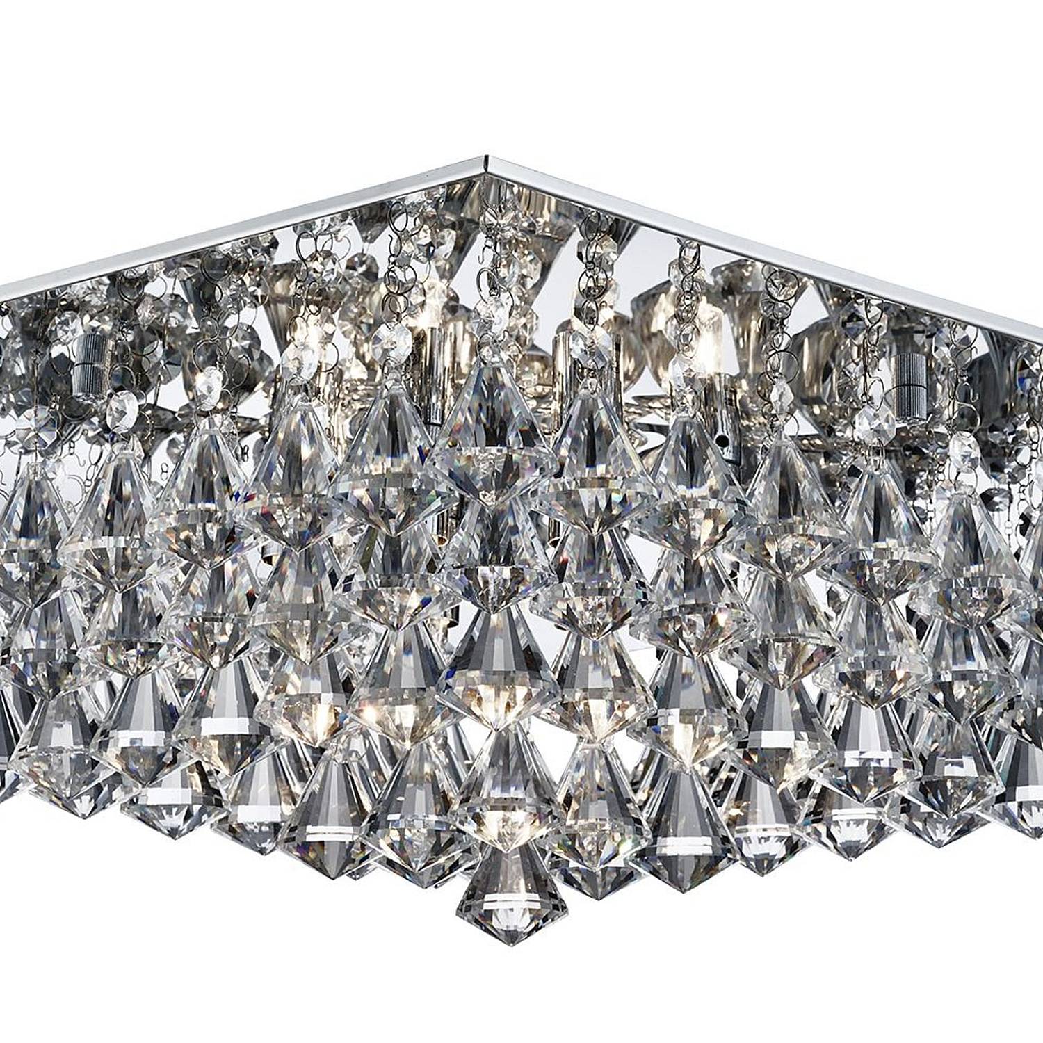 Plafoniera Contemporanea Hanna Alluminio Cromo Vetro Trasparente 8 Luci G9 7308-8CC