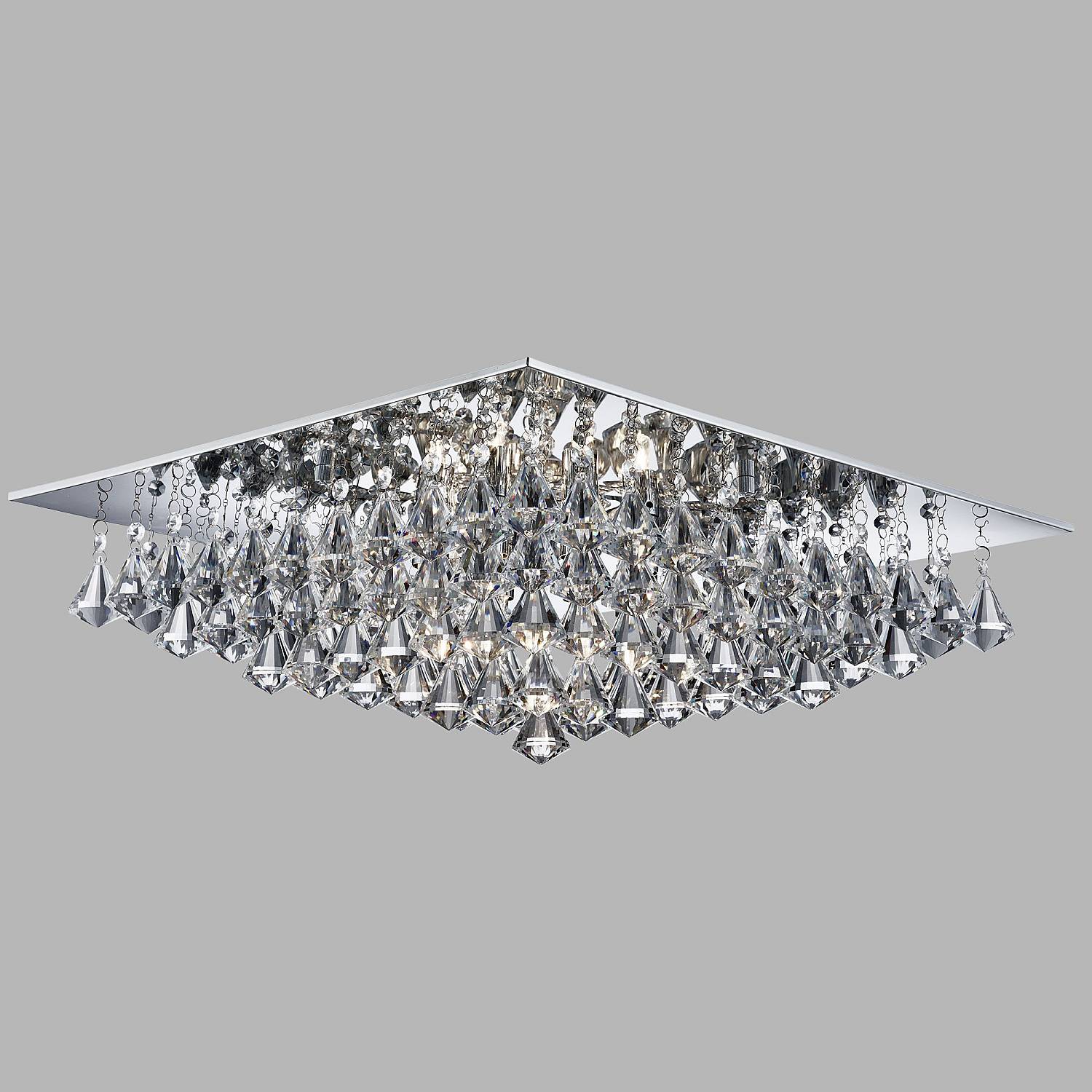 Plafoniera Contemporanea Hanna Alluminio Cromo Vetro Trasparente 8 Luci G9 7308-8CC