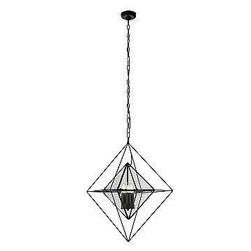 Lampadario Contemporaneo Diamante Acciaio Nero Trasparente 3 Luci E14