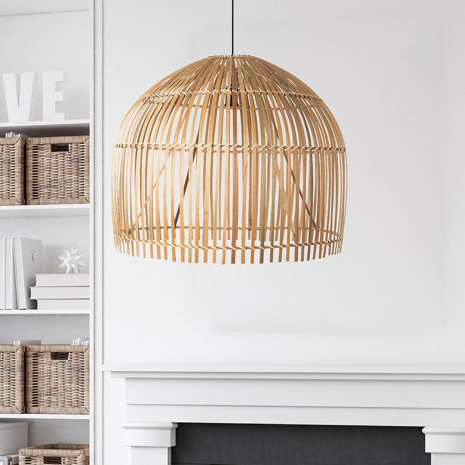 Sospensione Nordica Bali Acciaio Marrone Legno 1 Luce E27 D60Cm 7400CW
