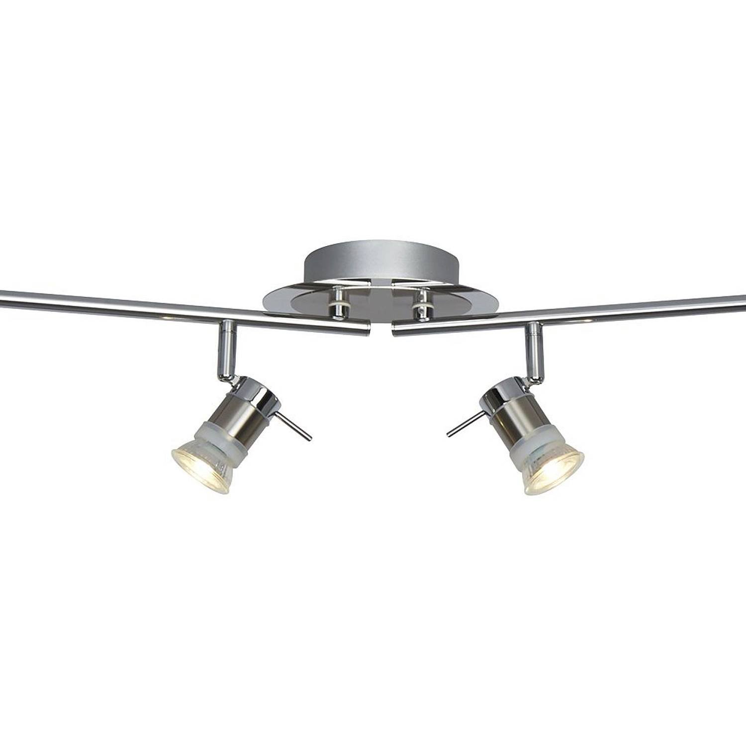 Plafoniera Lineare Moderna Ariete Acciaio Cromo Argento 4 Luci Gu10 7444CC-LED
