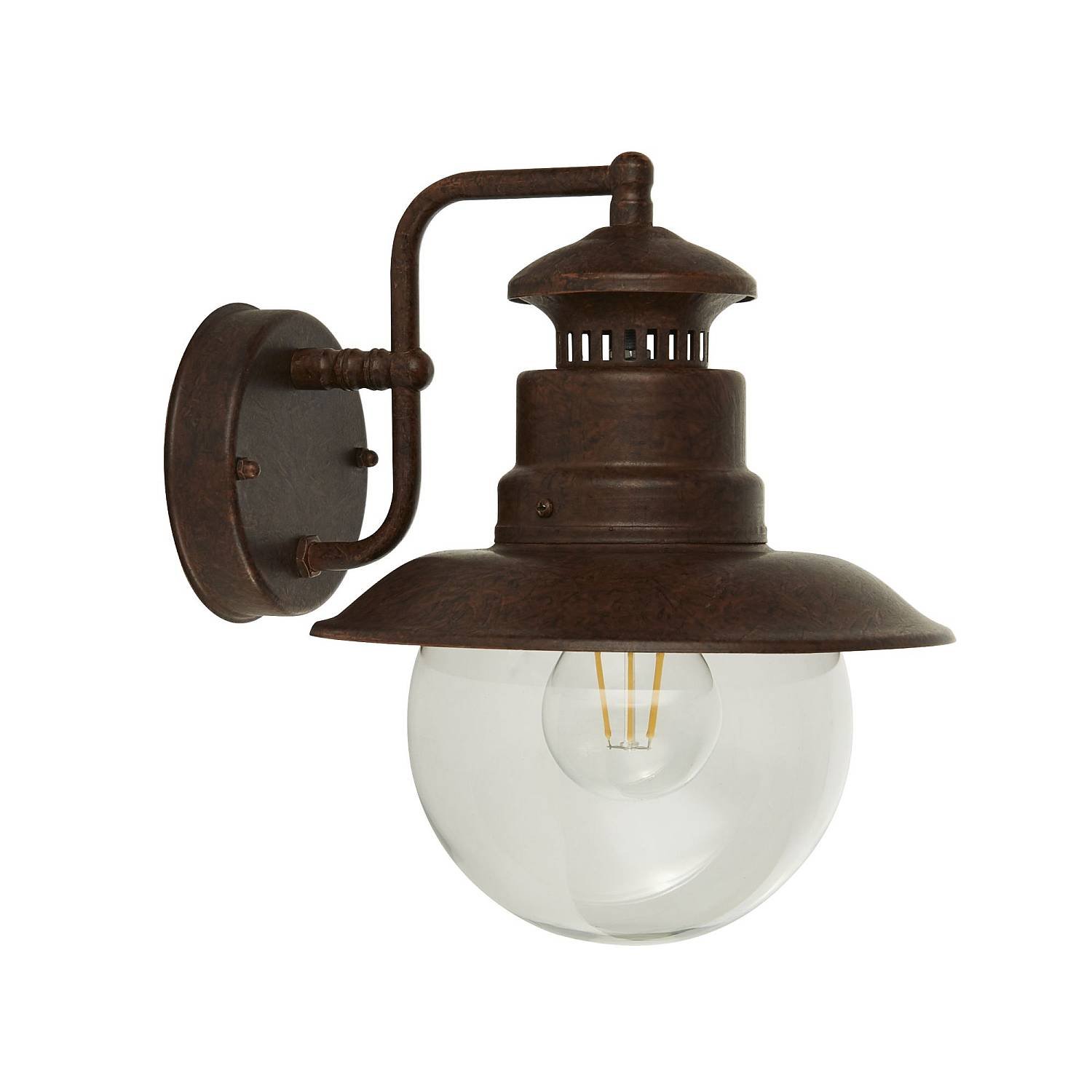 Applique Rustico-Country Stazione Acciaio Marrone 1 Luce E27 7652RU