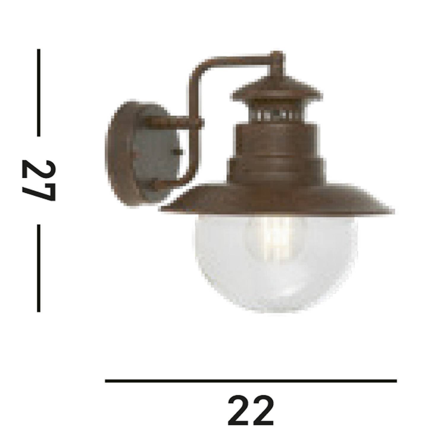 Applique Rustico-Country Stazione Acciaio Marrone 1 Luce E27 7652RU