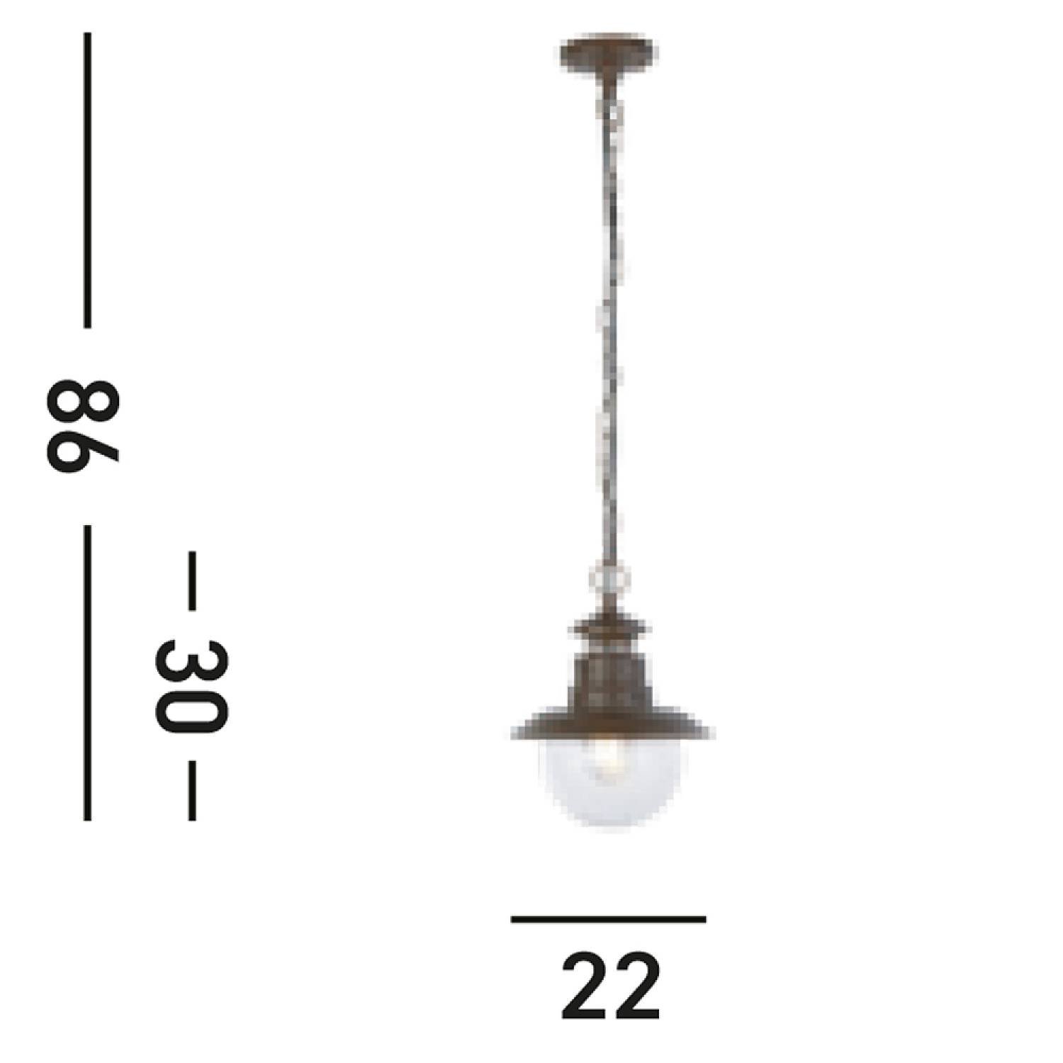 Sospensione Rustico-Country Stazione Acciaio Marrone Vetro 1 Luce E27 7653RU
