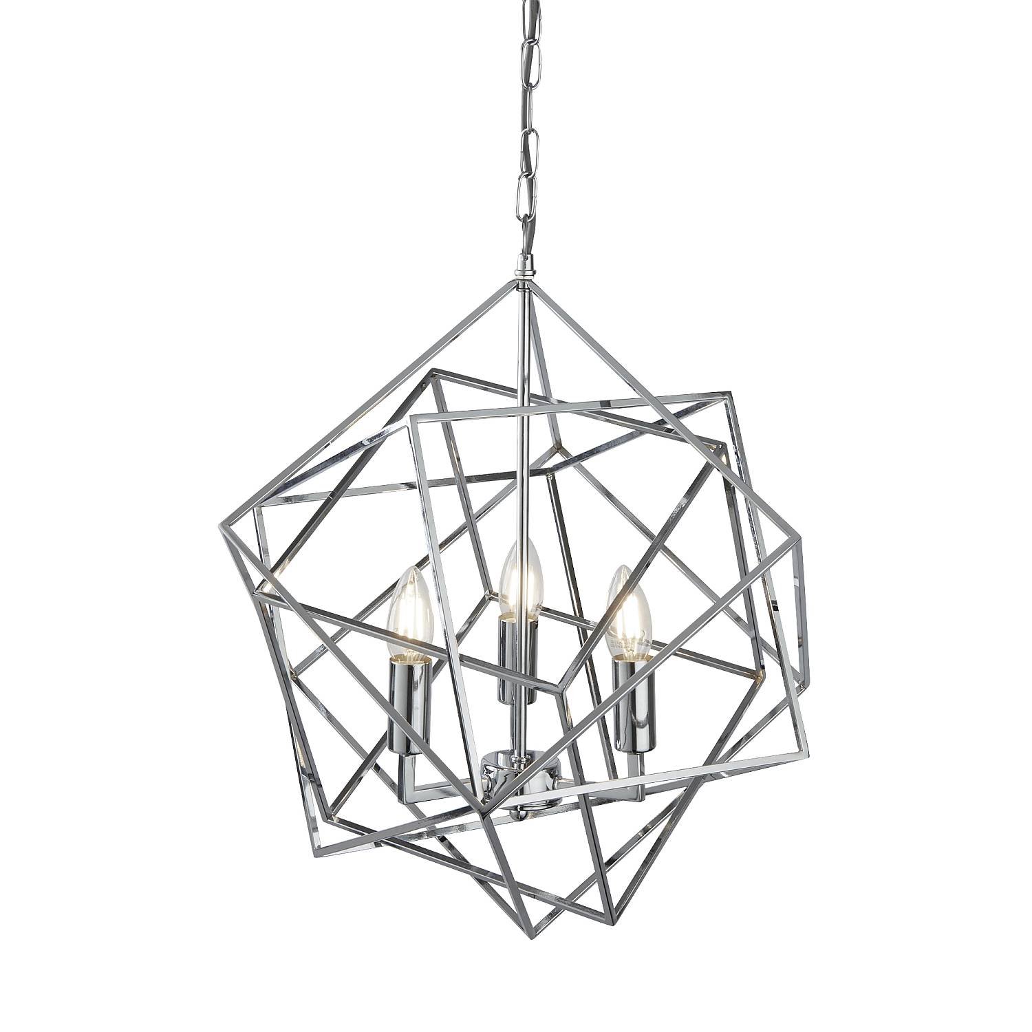 Lampadario Contemporaneo Cubo Acciaio Cromo 3 Luci E14 7863-3CC