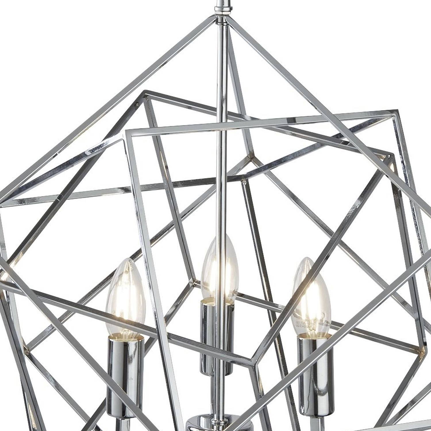 Lampadario Contemporaneo Cubo Acciaio Cromo 3 Luci E14 7863-3CC