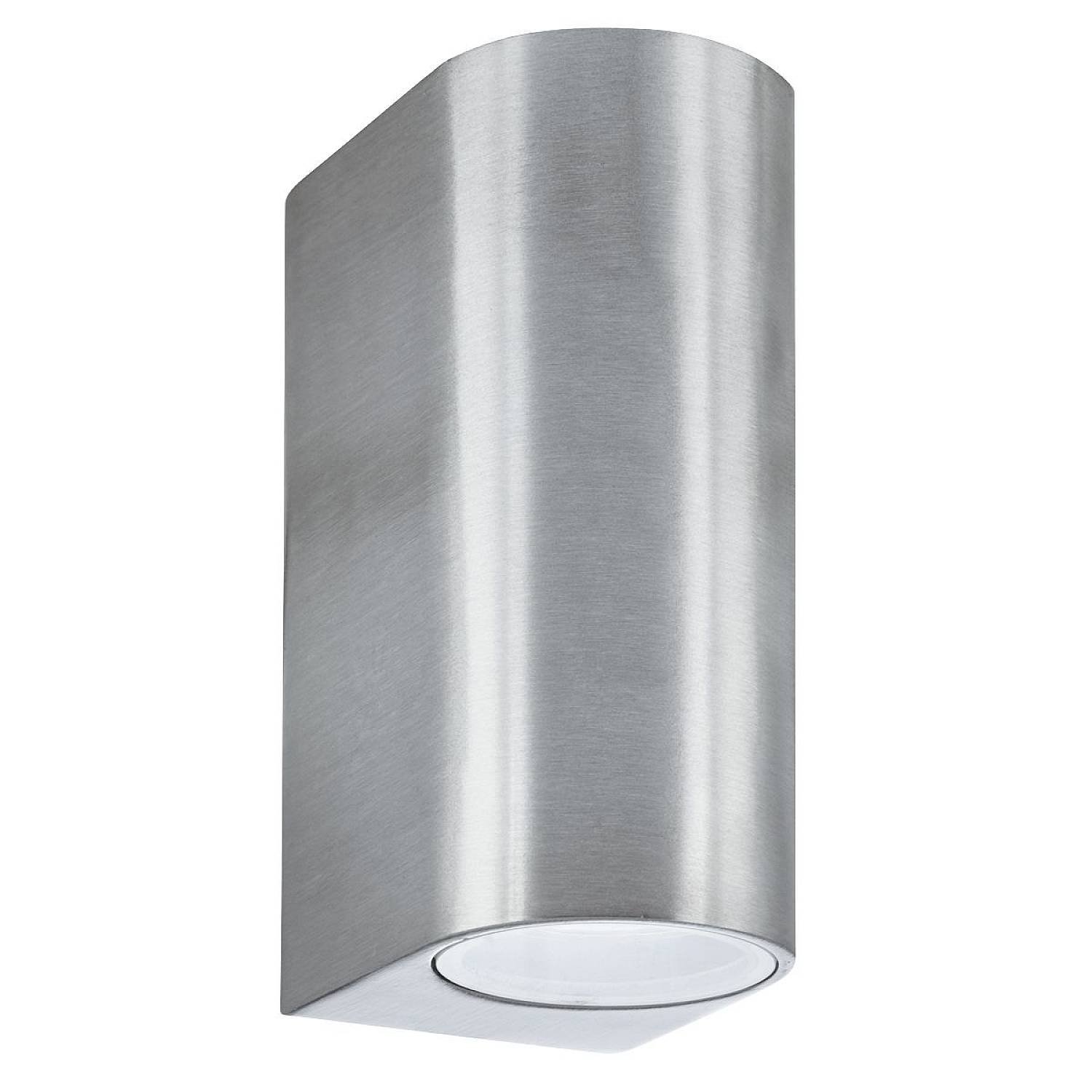 Applique Moderna Eiffel Acciaio Argento Vetro Trasparente 2 Luci Gu10 8008-2SS-LED