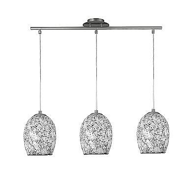 Lampadario Contemporaneo Crepitio Acciaio Argento Vetro 3 Luci E27