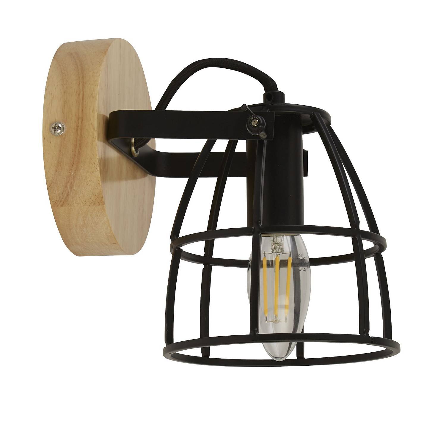 Applique Industrial-Nordico Visione Acciaio Nero Marrone 1 Luce E14 81698-1BK