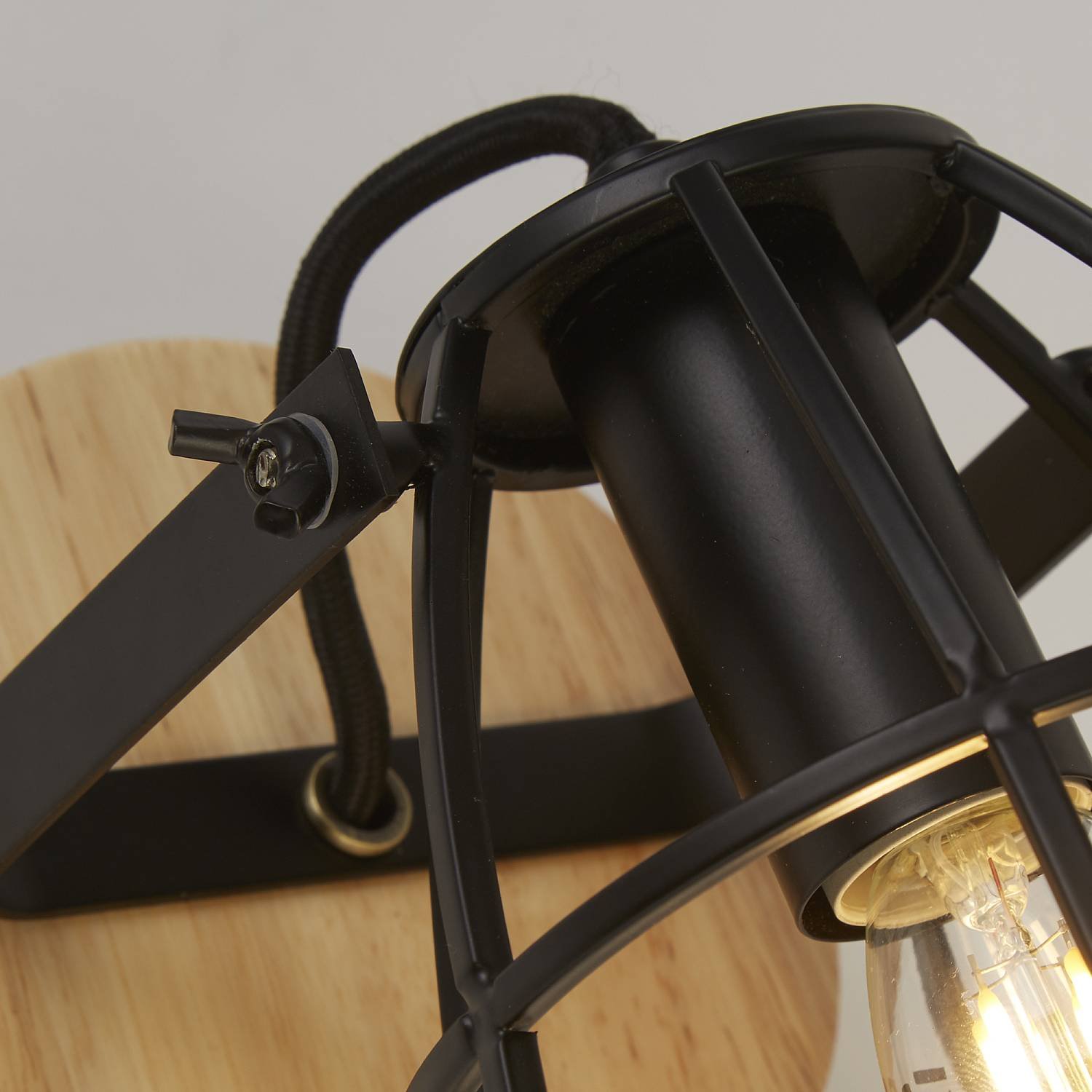 Applique Industrial-Nordico Visione Acciaio Nero Marrone 1 Luce E14 81698-1BK