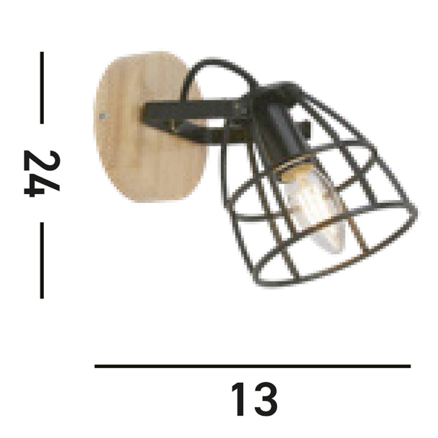 Applique Industrial-Nordico Visione Acciaio Nero Marrone 1 Luce E14 81698-1BK
