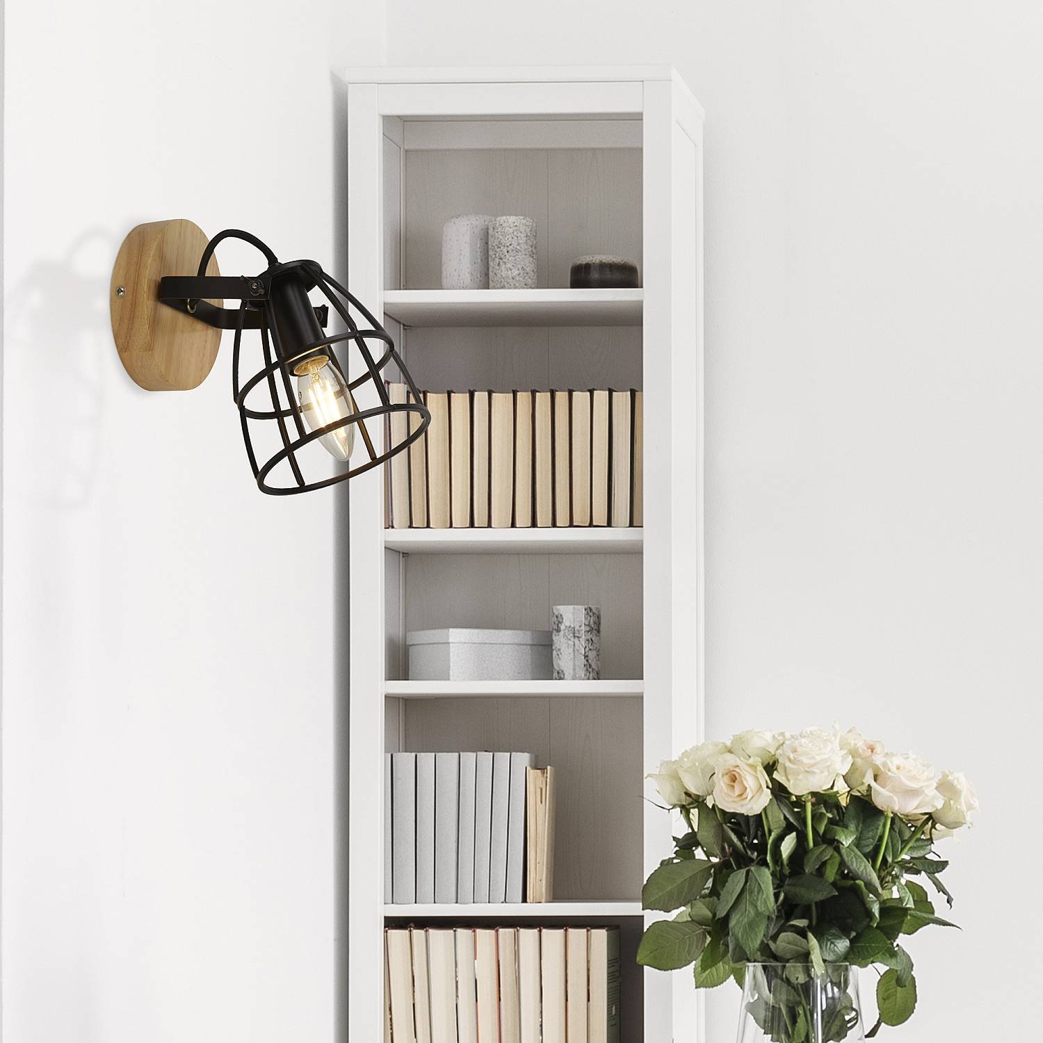 Applique Industrial-Nordico Visione Acciaio Nero Marrone 1 Luce E14 81698-1BK