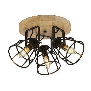 Plafoniera Industrial-Nordico Visione Acciaio Nero Marrone 3 Luci E14 Plafoniera Industrial-Nordico Visione Acciaio Nero Marrone 3 Luci E14