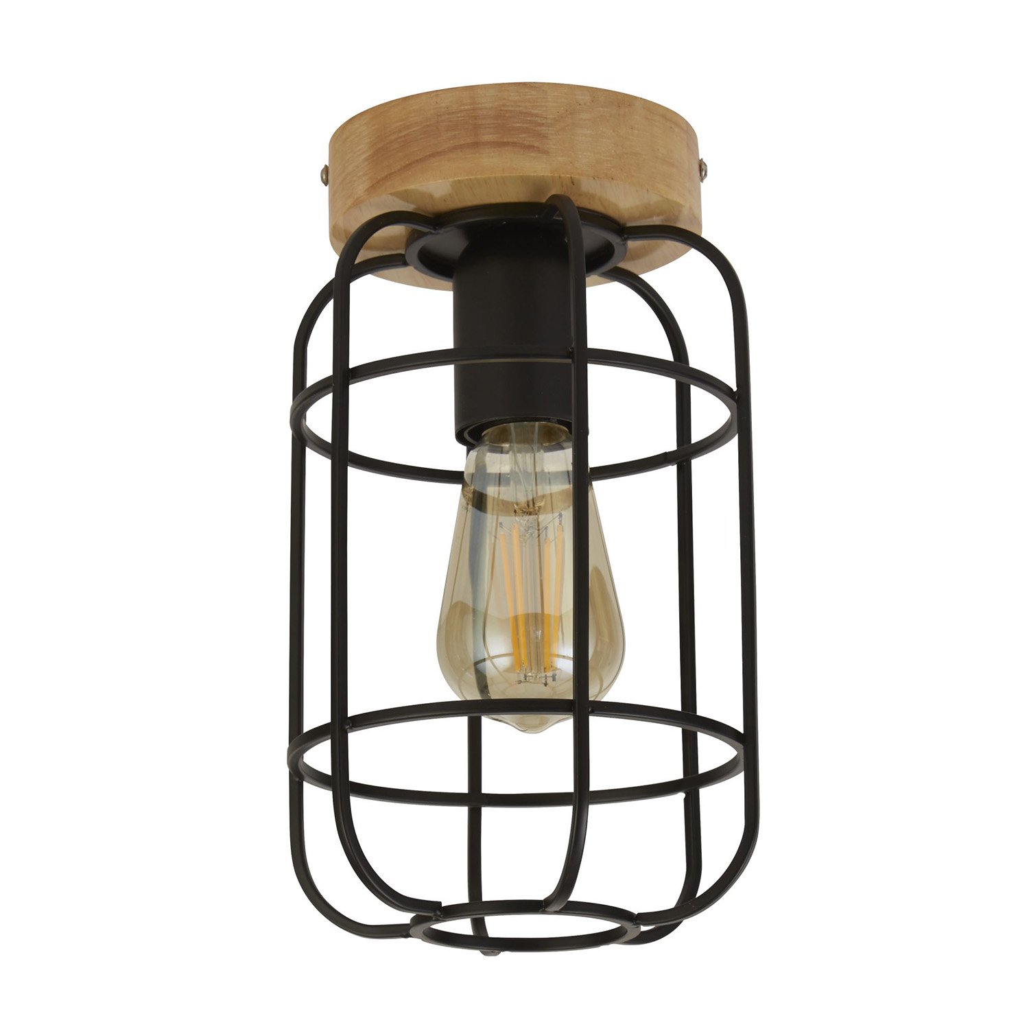 Plafoniera Industrial-Nordico Visione Acciaio Nero Marrone 1 Luce E27 81952-1BK
