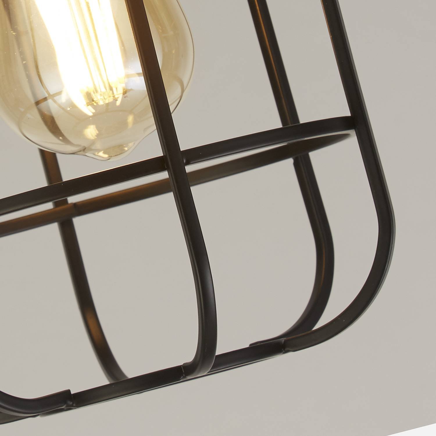 Plafoniera Industrial-Nordico Visione Acciaio Nero Marrone 1 Luce E27 81952-1BK