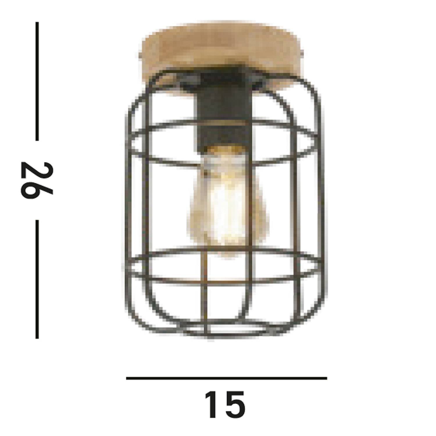 Plafoniera Industrial-Nordico Visione Acciaio Nero Marrone 1 Luce E27 81952-1BK