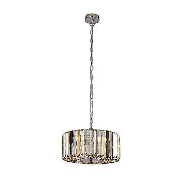 Lampadario Contemporaneo Chapeau Acciaio Cromo Vetro Ambra 3 Luci E27