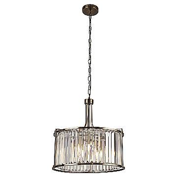 Lampadario Tondo Contemporaneo Victoria Acciaio Adjustable Vetro 5 Luci E27