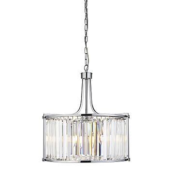Lampadario Tondo Contemporaneo Victoria Acciaio Cromo Vetro 5 Luci E27