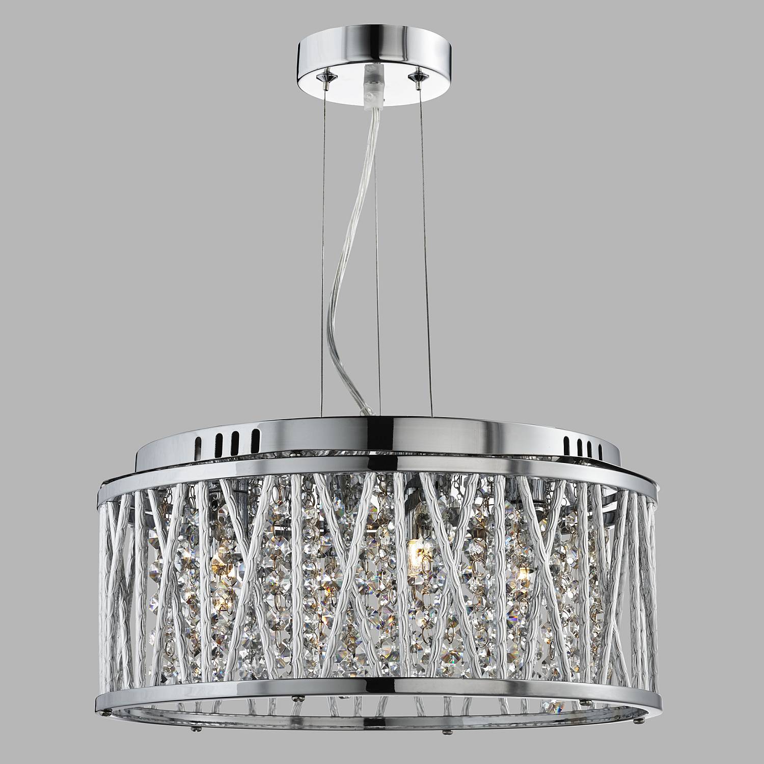Lampadario Contemporaneo Elisa Acciaio Cromo Vetro 4 Luci G9 8334-4CC