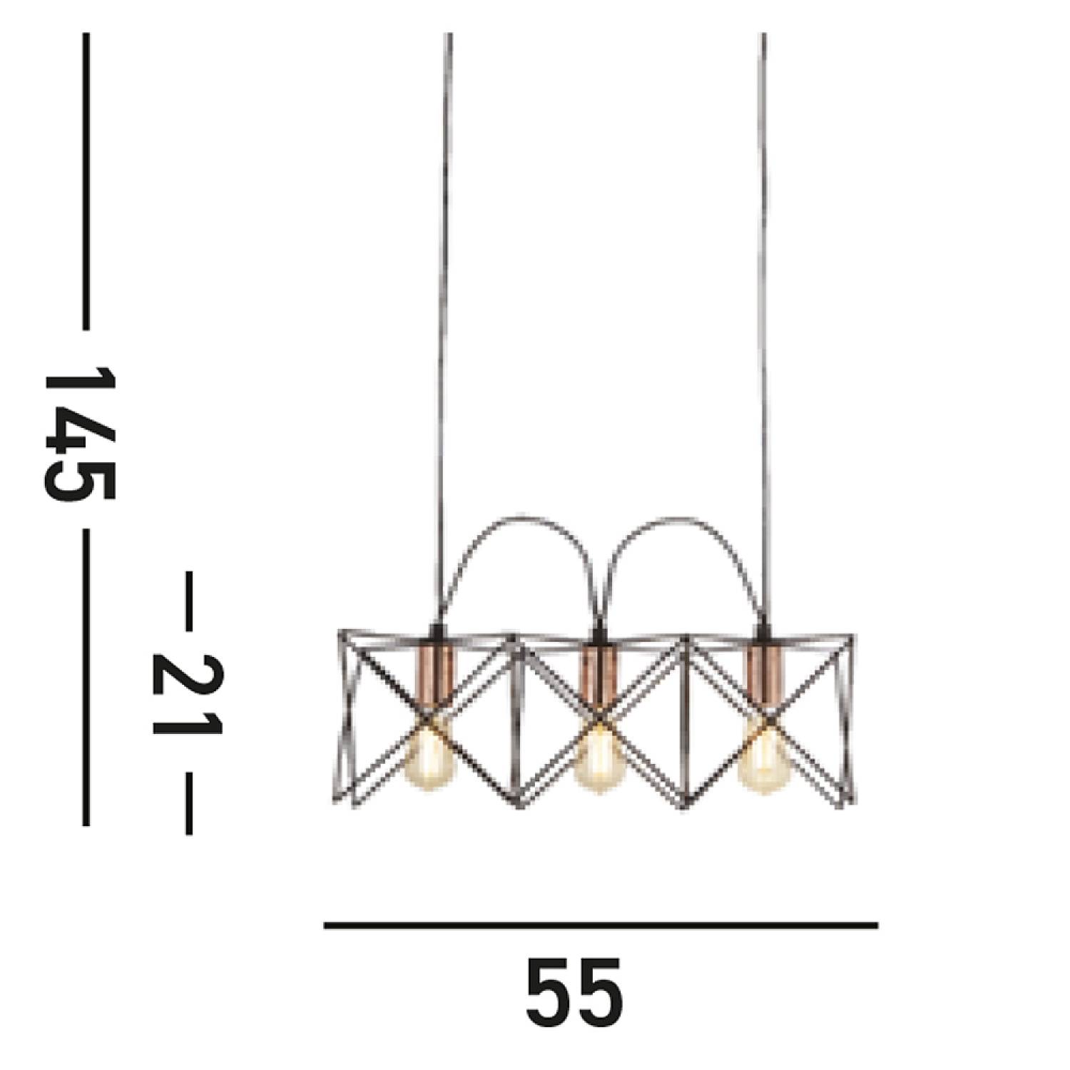 Lampadario Industrial-Nordico Antea Acciaio Nero Rame 3 Luci E27 8413-3BK