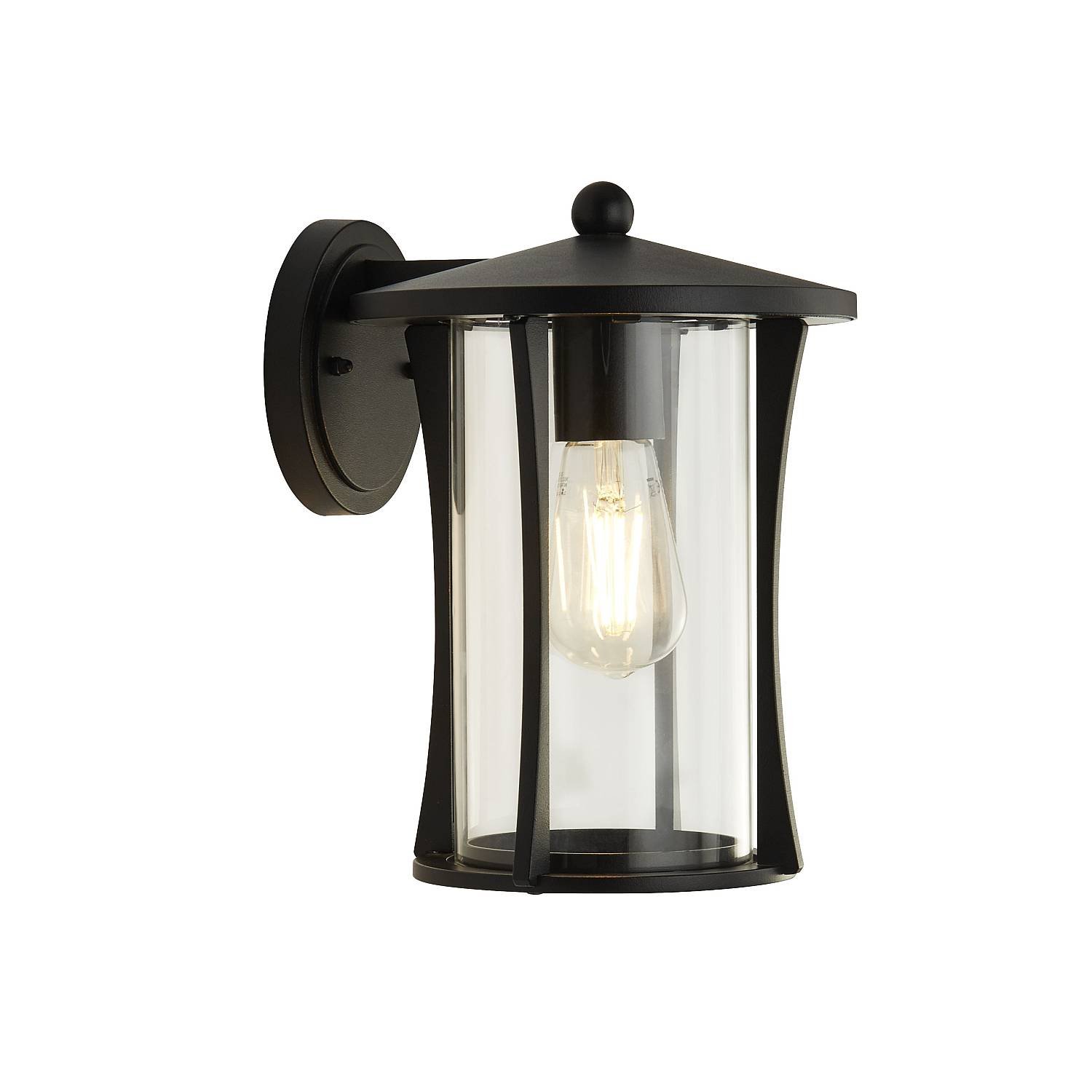 Applique Rustico-Country Pagoda Alluminio Nero Vetro Trasparente 1 Luce E27 8477BK