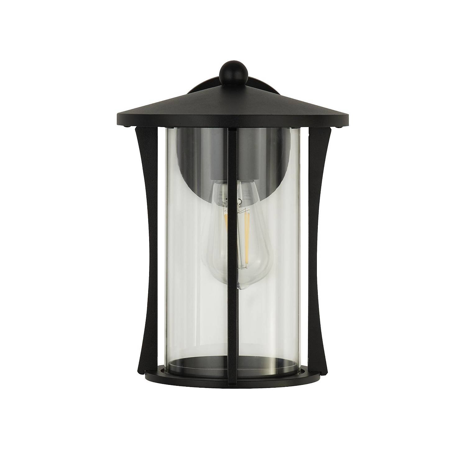 Applique Rustico-Country Pagoda Alluminio Nero Vetro Trasparente 1 Luce E27 8477BK